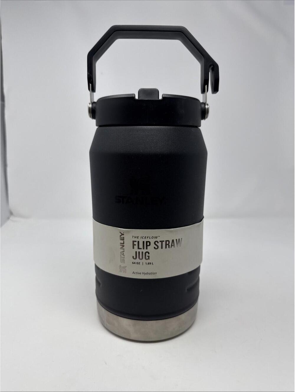 Stanley IceFlow Flip Straw Jug with Handle 64 oz Twist On Lid New Black